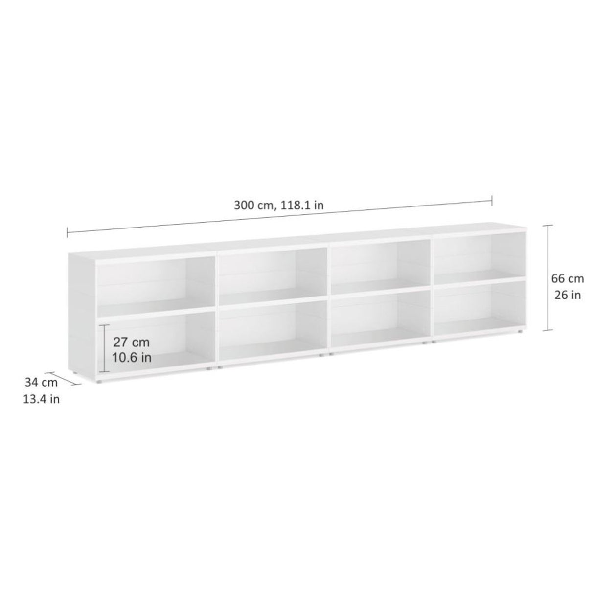 European Made Case Bookcase 4x2 Mini White
