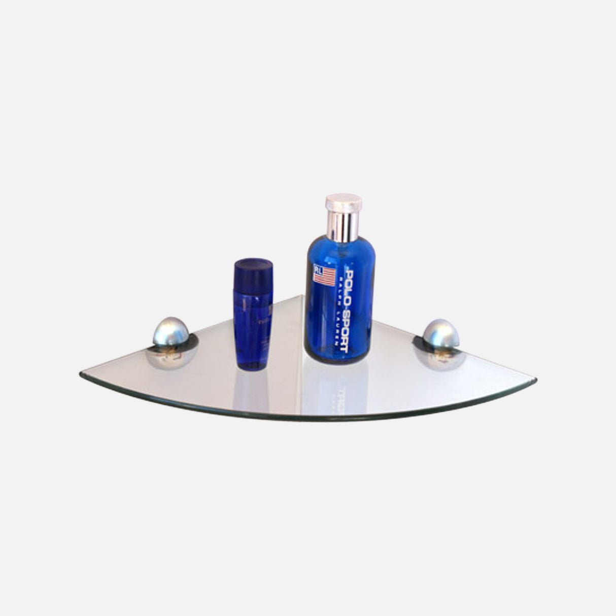 Clear Glass Corner Shelf Kit Bloc Cube Clips Stainless 250x250x8mm
