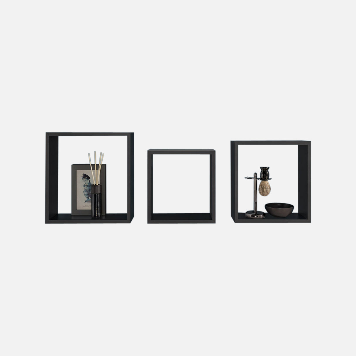 Square Cube Set Of 3 Matte Black