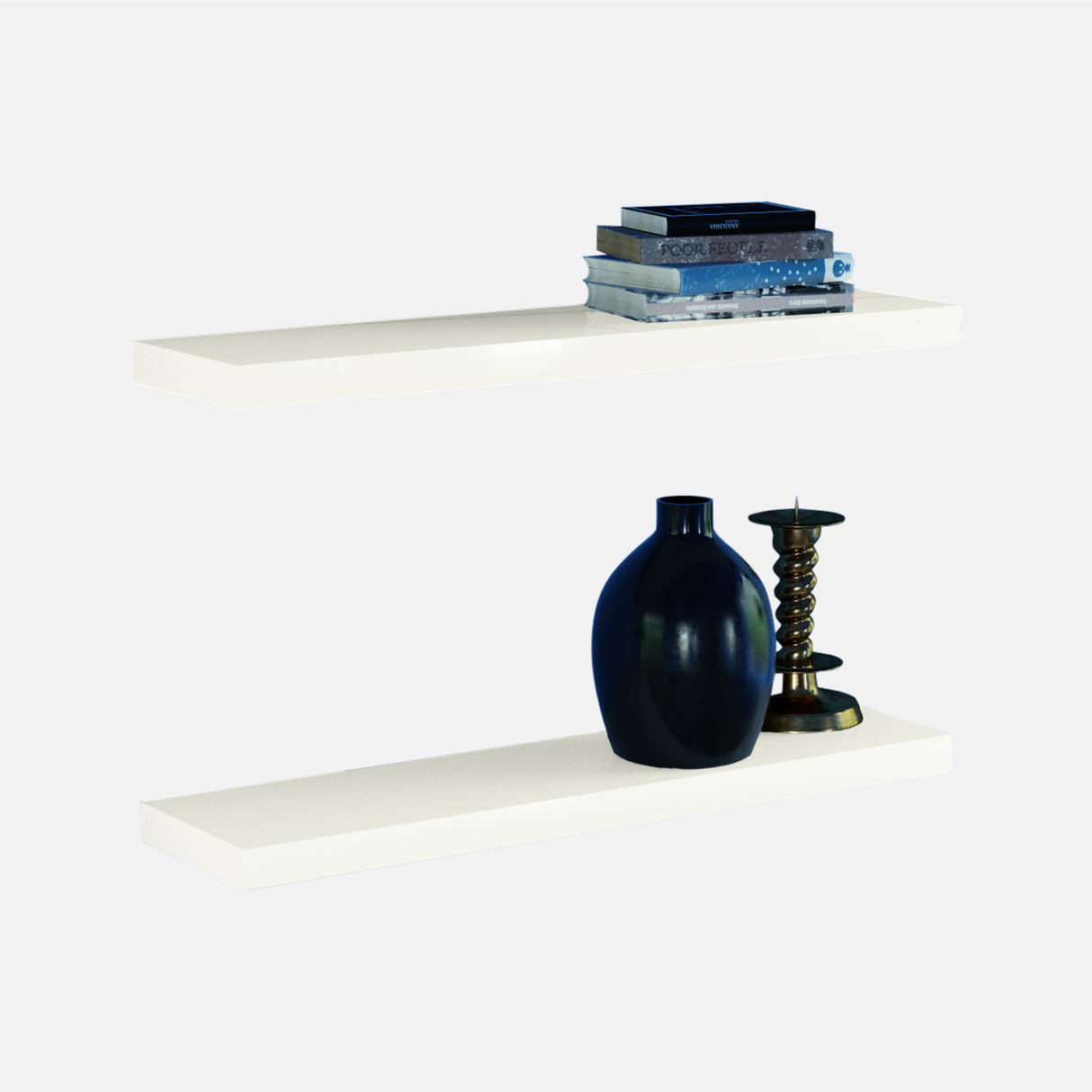 Gloss White Floating Shelves 800x200x38mm (Double Deal)