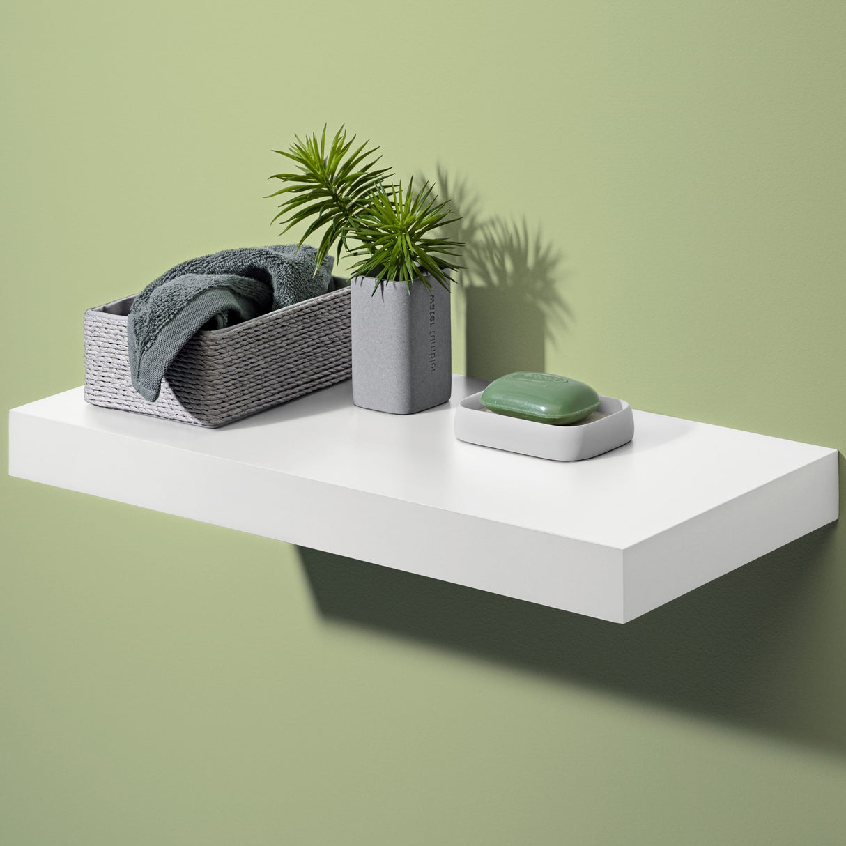 European Made Floating Shelf Kit White 570x250x50mm