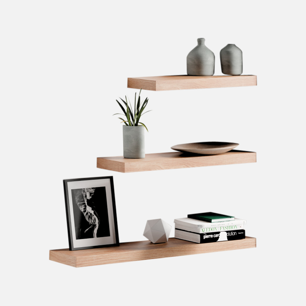 Rustic Ash Floating Shelves 600 & 900 & 1200x250x50 (Triple Deal)