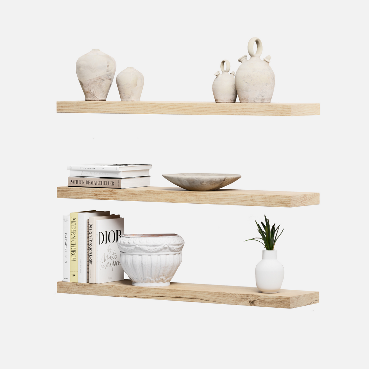 Rustic Ash Floating Shelves 1200x250x50mm (Triple Deal)