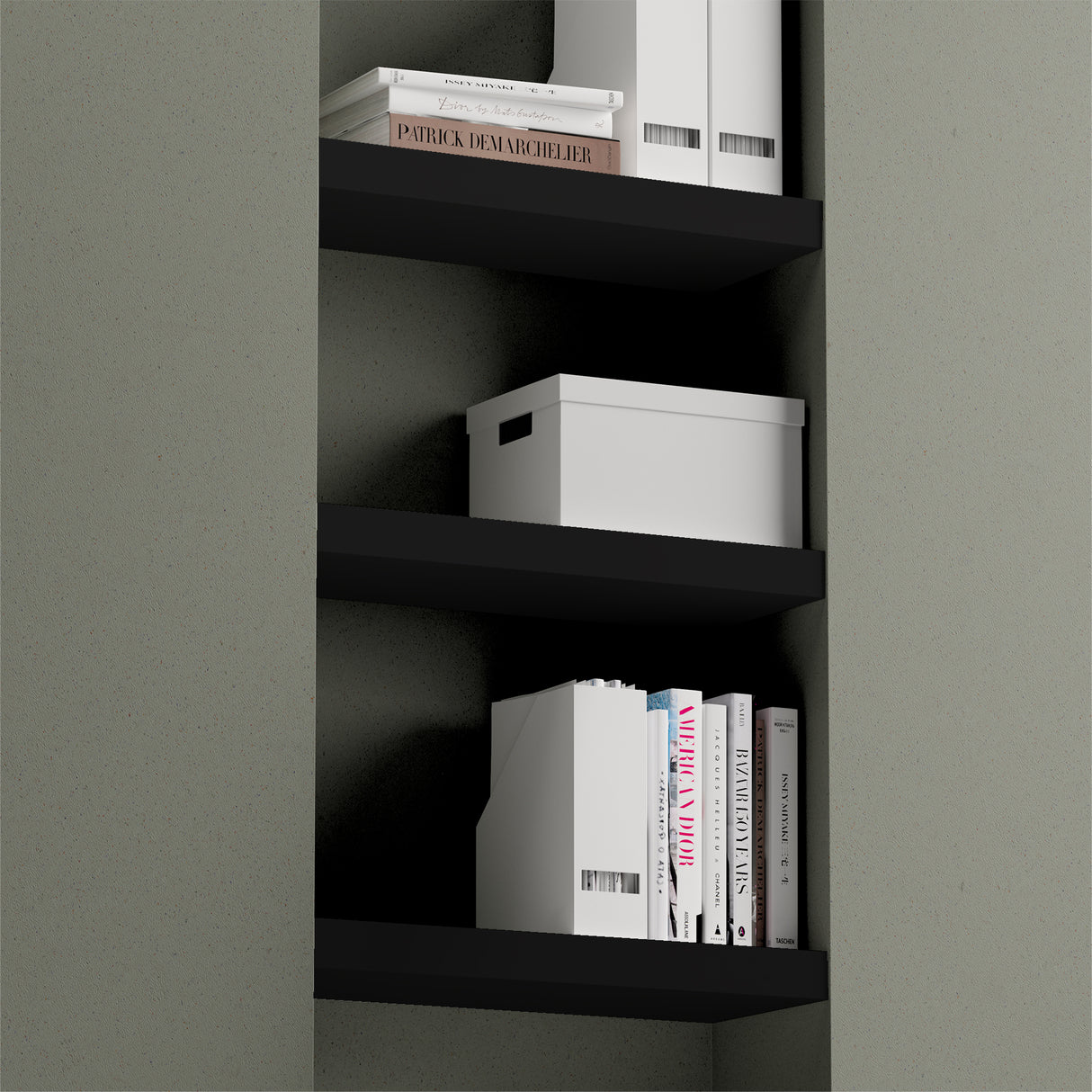 Floating Shelf Matte Black 600x250x50mm
