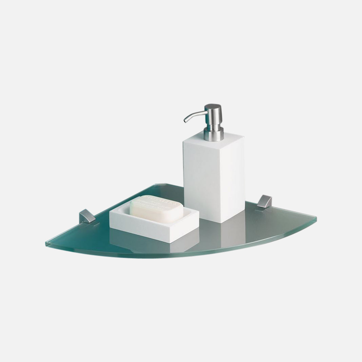 Glass Corner Shelf Kit Silver Shelf Clips 250x250x8mm