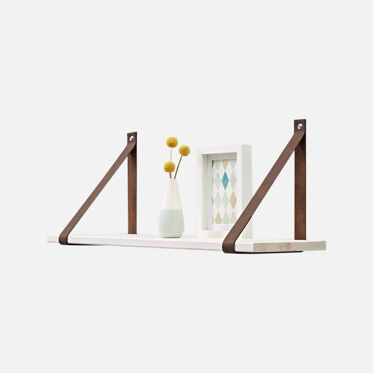 Loop Brackets & Vintage Effect White Pine Shelf Kit 600x200mm