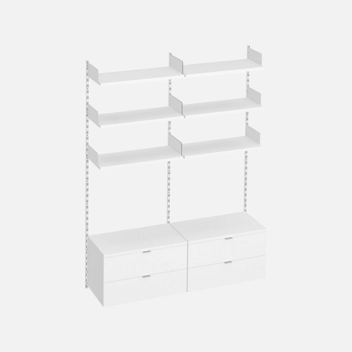 Sumo 6 Shelf Kit And 2 x 2 Drawers White 1600x400x2000mm