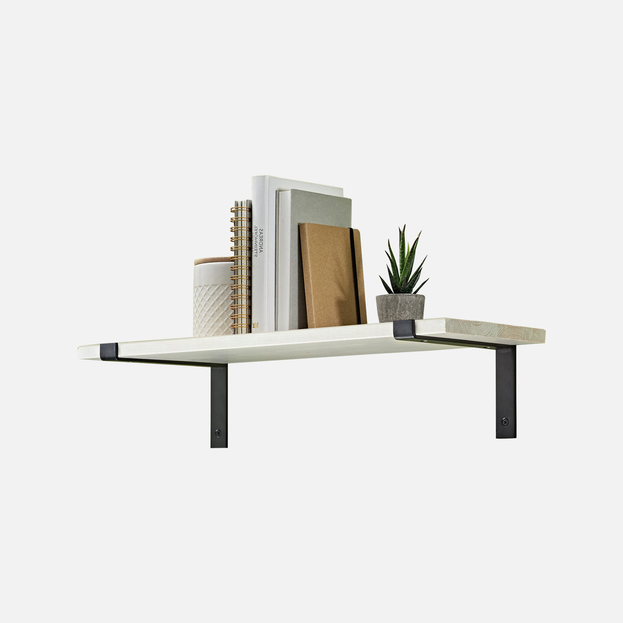 Lip Bracket And Vintage Effect White Pine Shelf Kit 600x200x18mm
