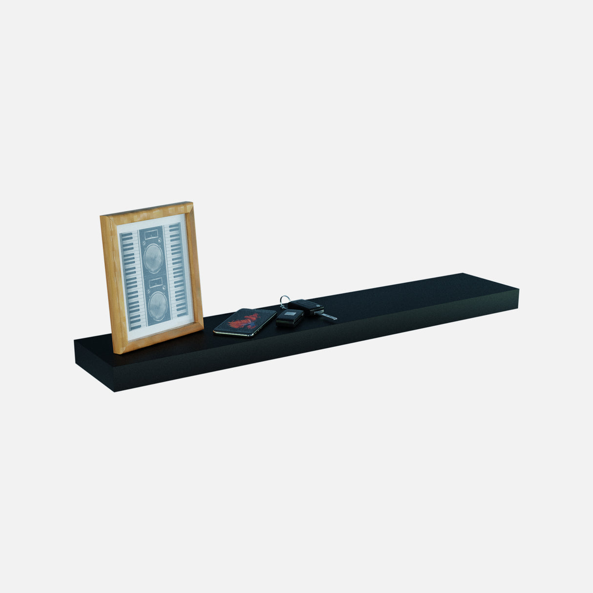 Matte Black Floating Shelf 800x150x38mm