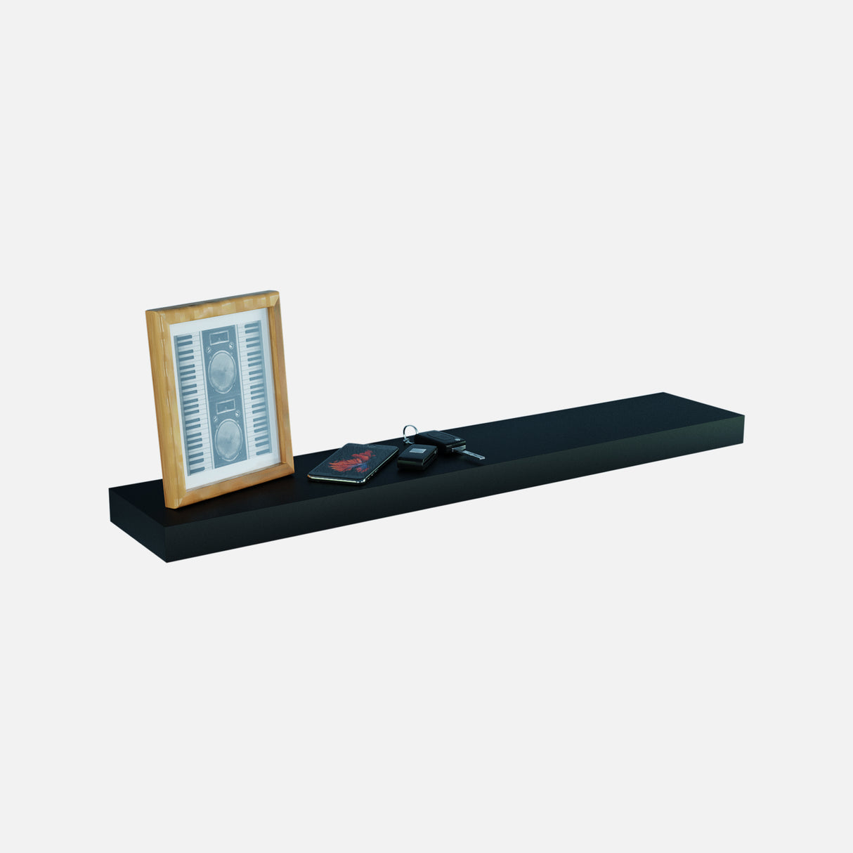 Matte Black Floating Shelf 600x150x38mm