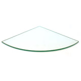 Clear Glass Corner Shelf Kit Jam Clips Stainless 250x250x8mm