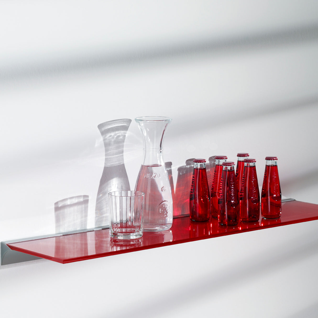 Red Glass Shelf 800x200x8mm