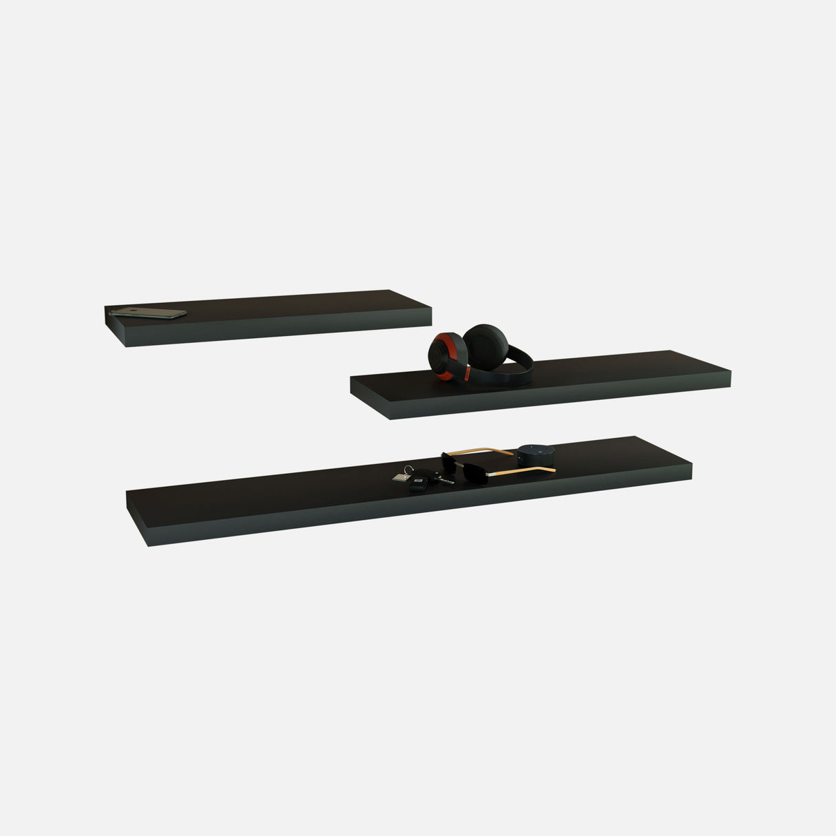 Matte Black Floating Shelves 600 & 800 & 1200 (Triple Deal)