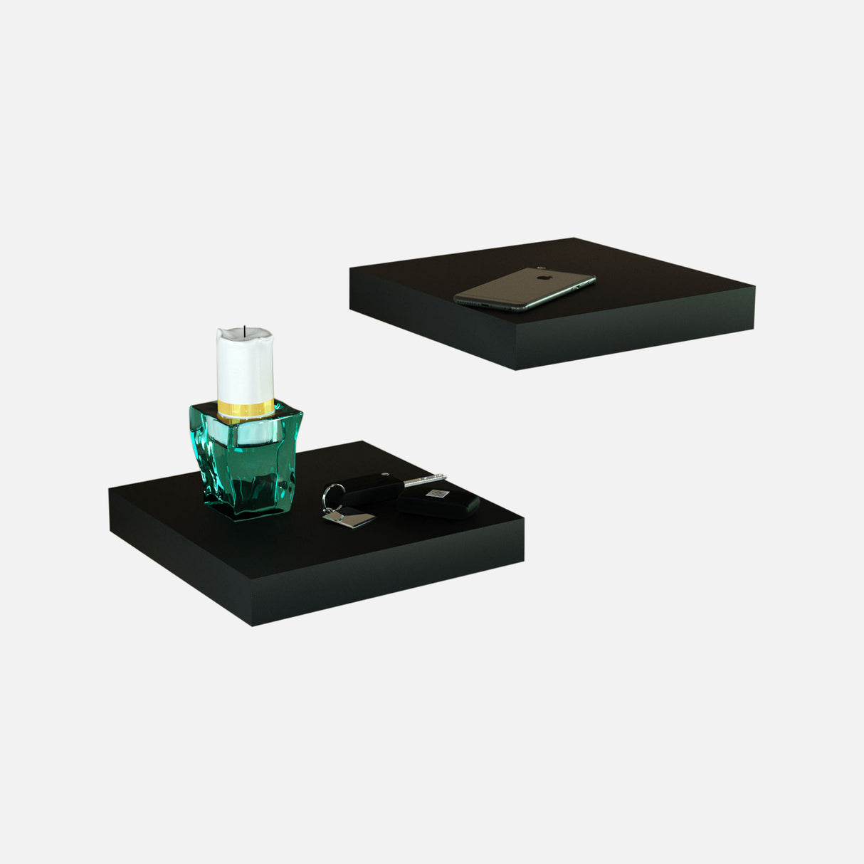 Matte Black Floating Shelves 250x250x38mm (Double Deal)