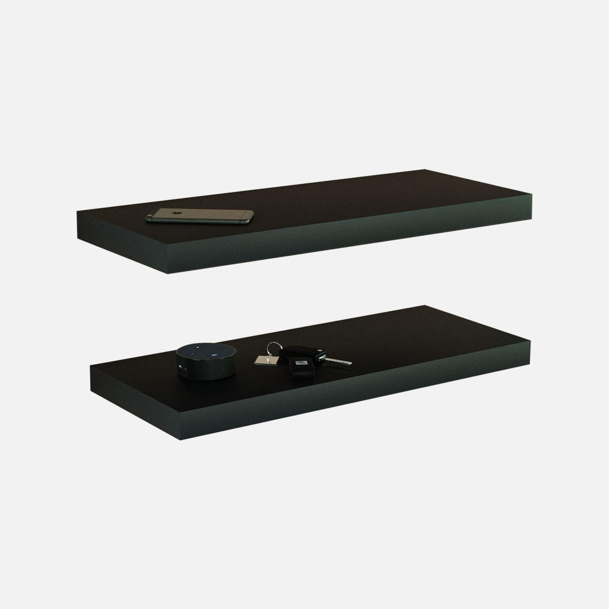 Matte Black Floating Shelves 600x250x38mm (Double Deal)