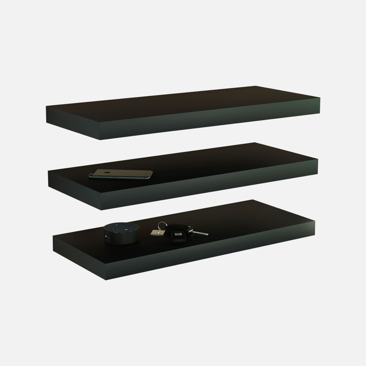Matte Black Floating Shelves 600x250x38mm (Triple Deal)