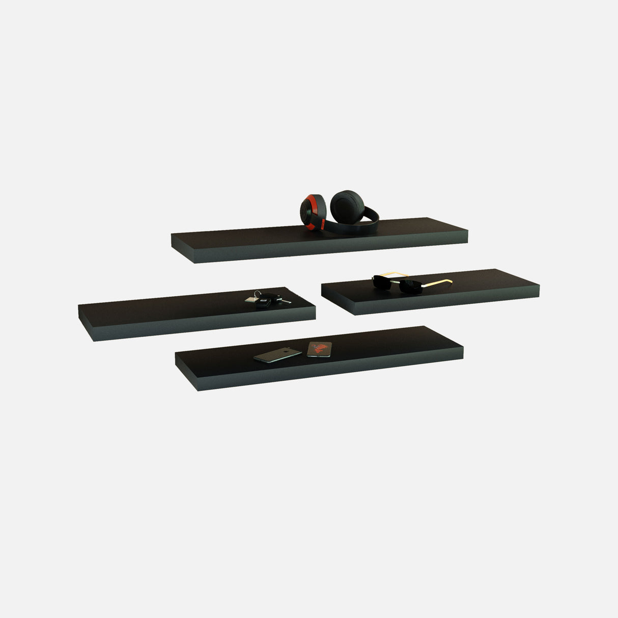 Matte Black Floating Shelves 600 & 800 (Quad Deal)