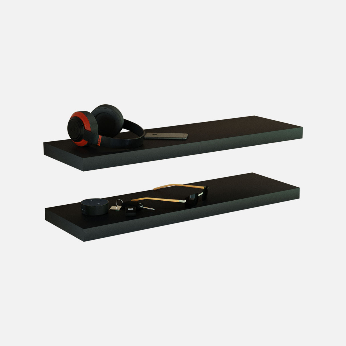 Matte Black Floating Shelves 800x250x38mm (Double Deal)