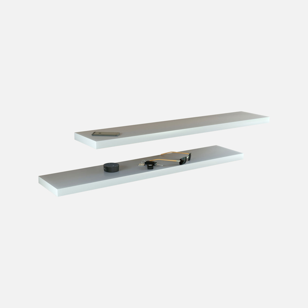 Floating Shelves Matte White 1200x250x38mm (Double Deal)