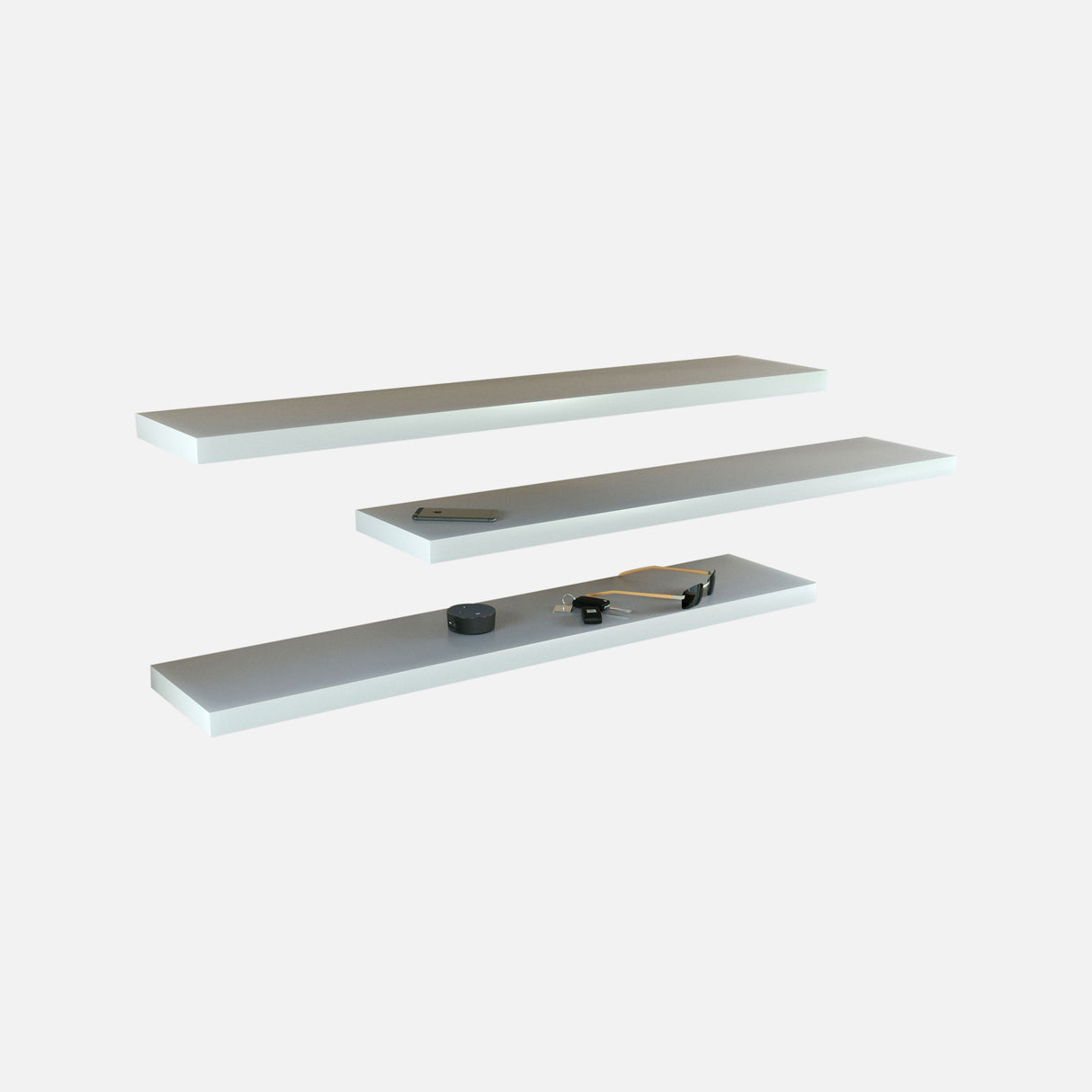 Floating Shelves Matte White 1200x250x38mm (Triple Deal)