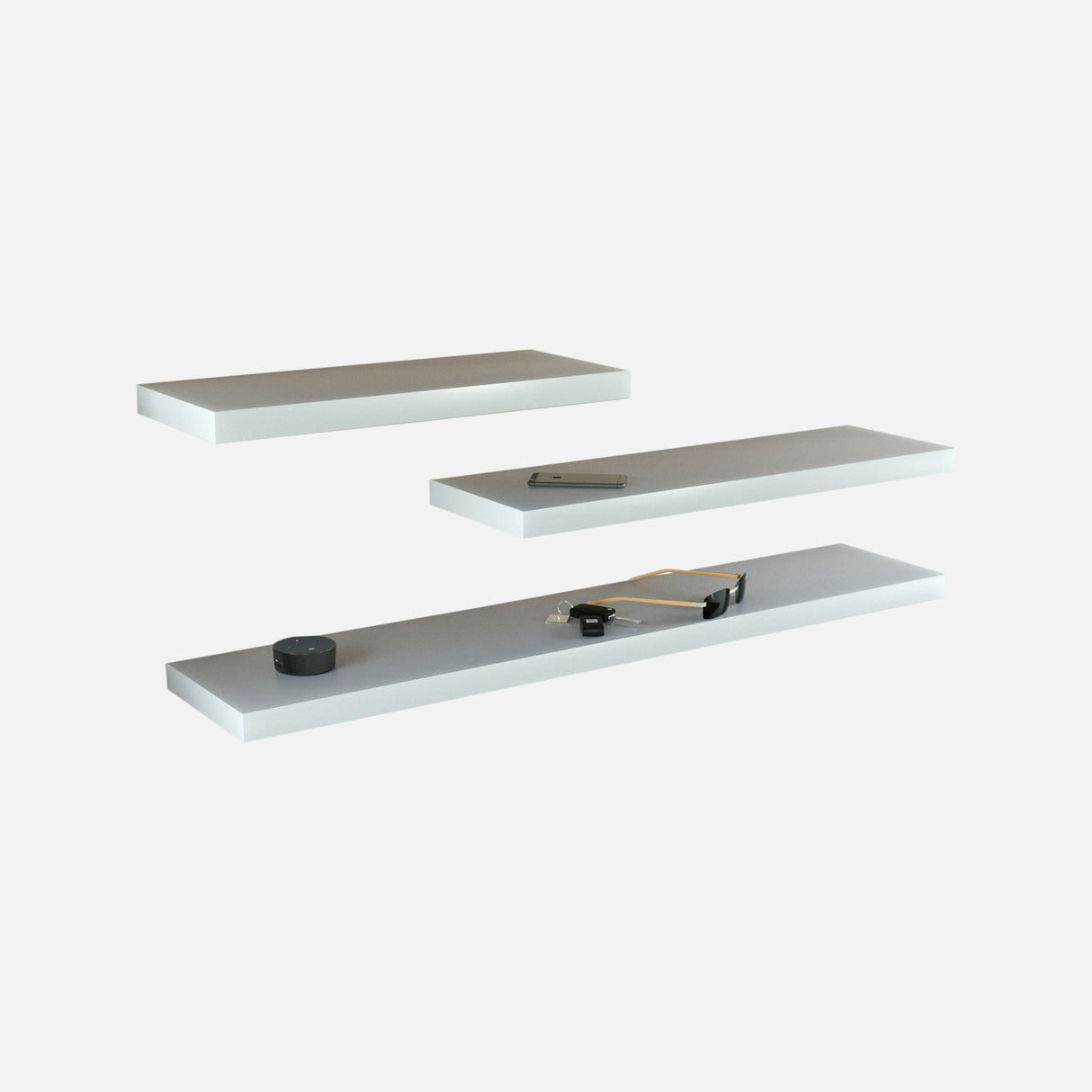 Floating Shelves Matte White 600, 800, 1200x250mm (Triple Deal)