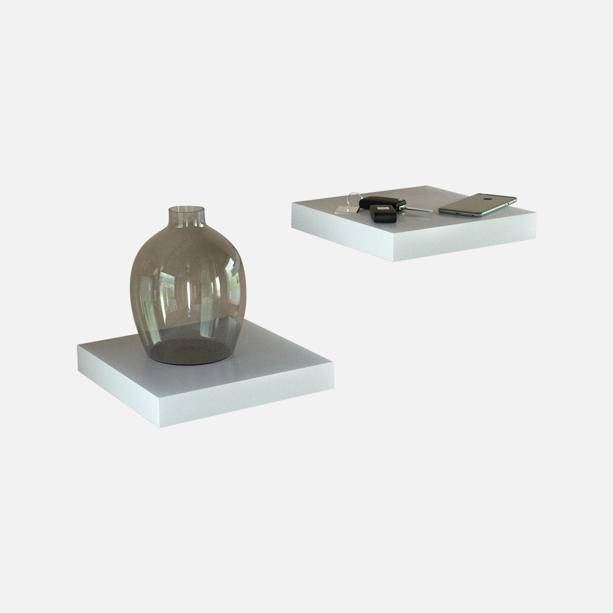 Floating Shelves Matte White 250x250x38mm (Double Deal)