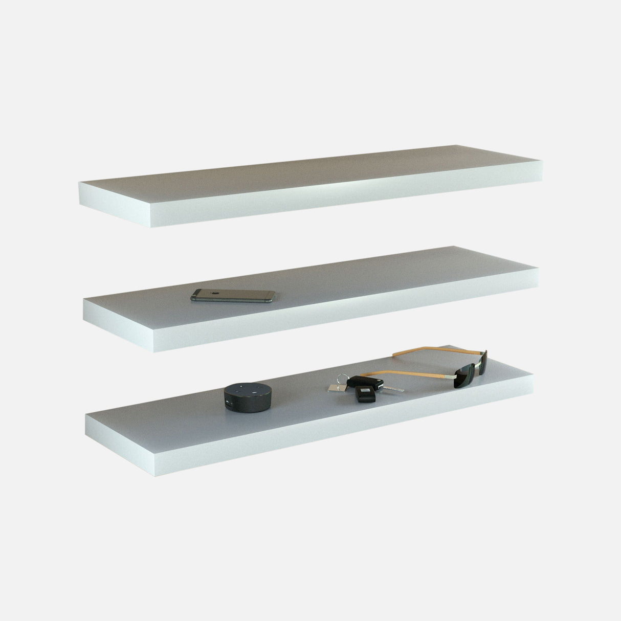 Floating Shelves Matte White 600x250x38mm (Triple Deal)