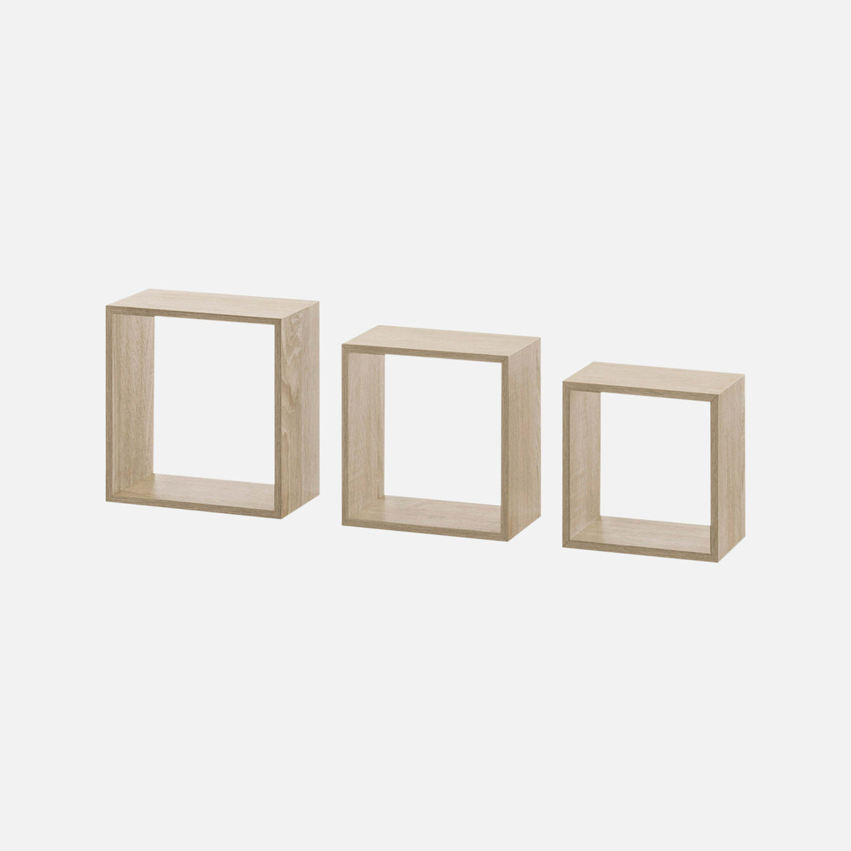 Square Cube Set Of 3 Oak Veneer