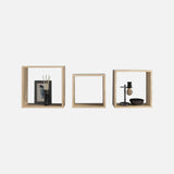 Square Cube Set Of 3 Oak Veneer