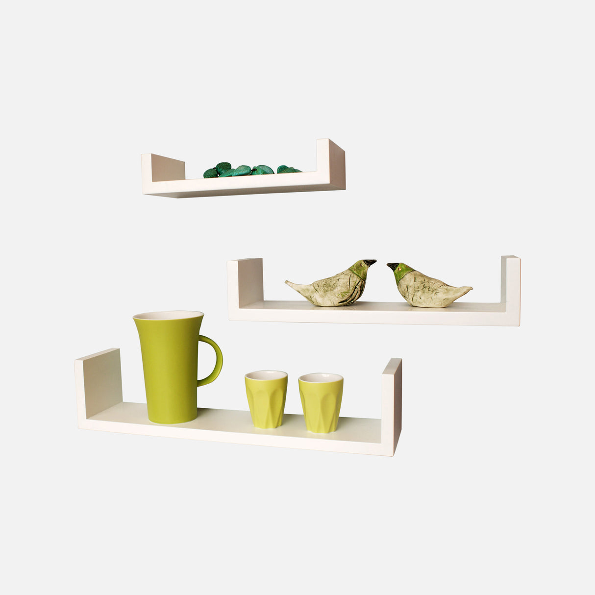 Tres U Shelf Matte White Shelves (Set Of 3)