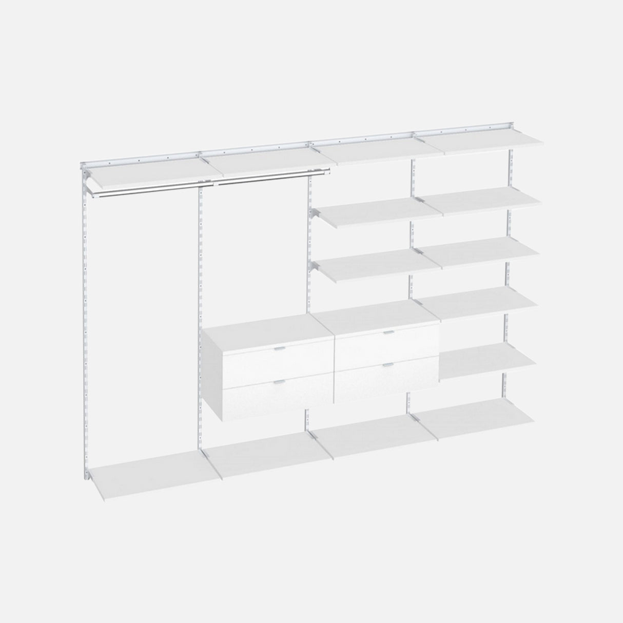 Sumo 14 Shelf Kit And 2 Drawer White 3300x450x2000mm