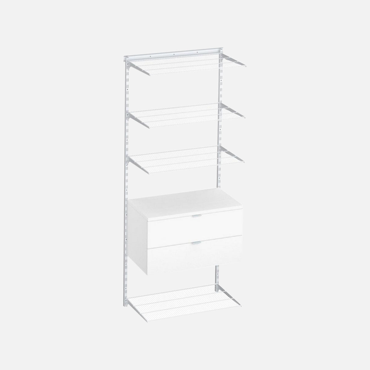 Gridboard 4 Shelf Kit And 2 Drawer White 800x400x2000mm