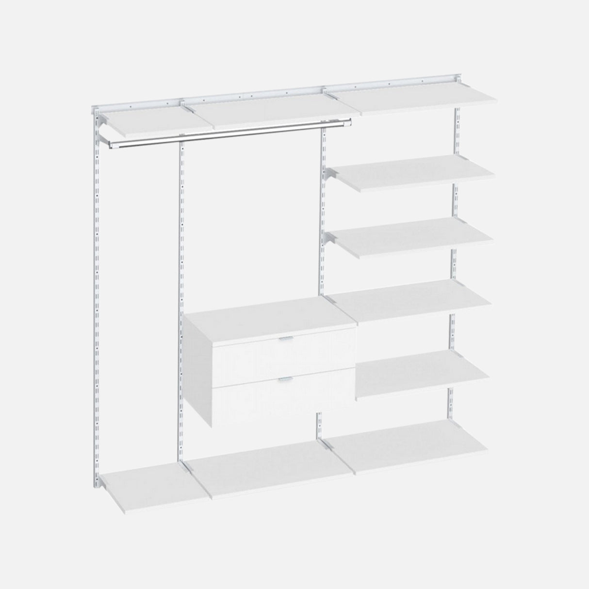 Sumo 10 Shelf Kit & 2 Drawer White 2150x400x2000mm