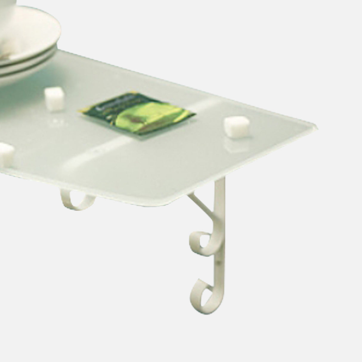Curved Glass Shelf Crystal White 800x250x6mm