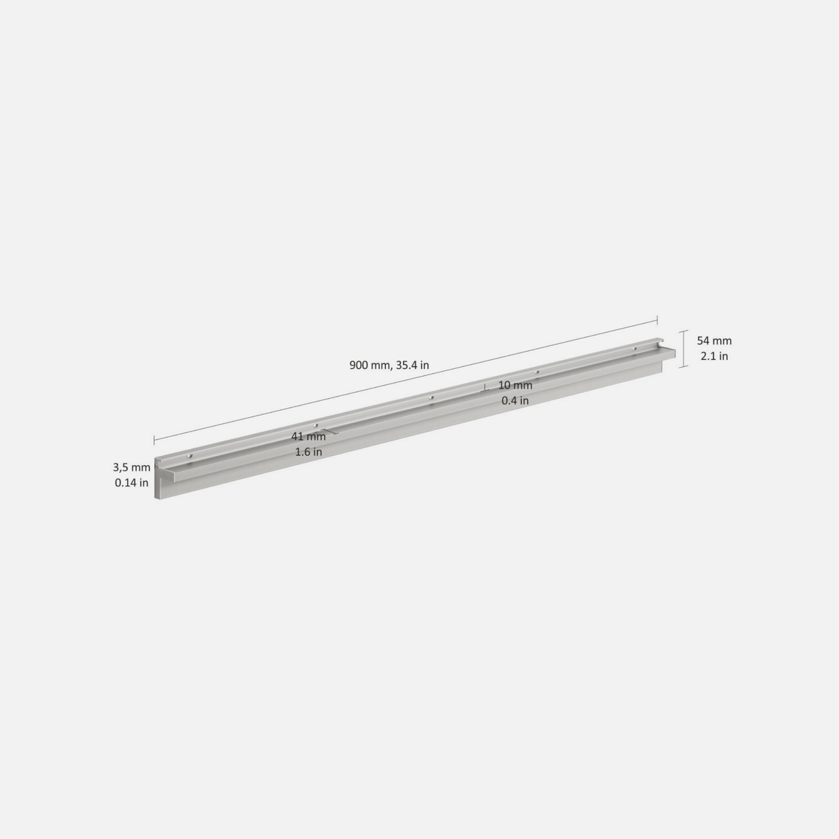 Glass Shelf Slot Bracket 900x10mm