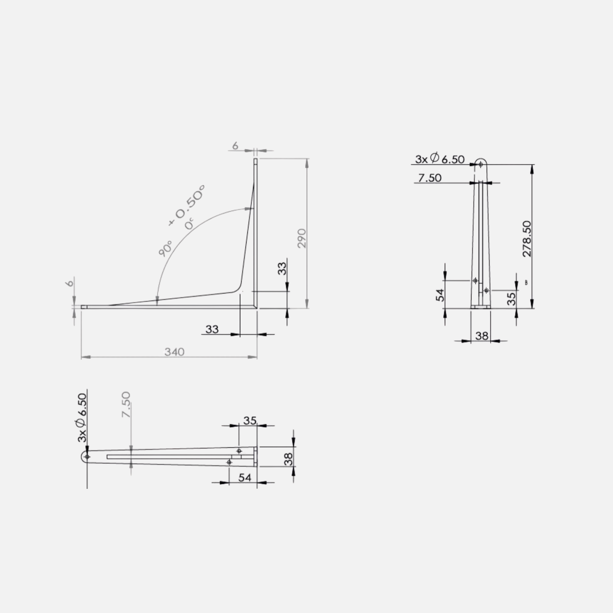 Strong Shelf Bracket Silver 340x290mm